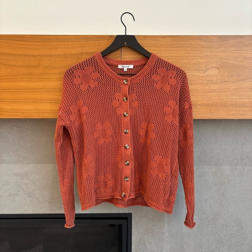 Madewell Floral Open-Stitch Cardigan, Size S - Picture 4 of 13